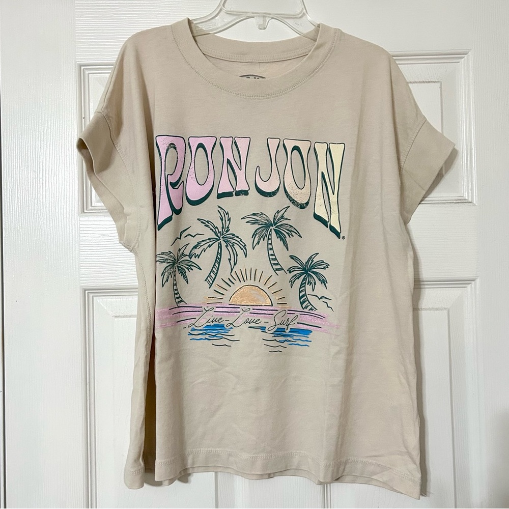 Ron Jon Cream and Pink Graphic Tee